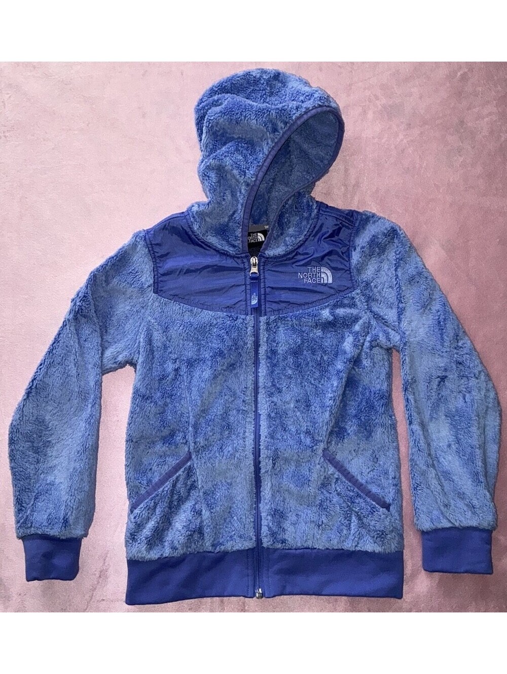 The North Face girls fuzzy fleece Jacket Sz S 7/8 EUC